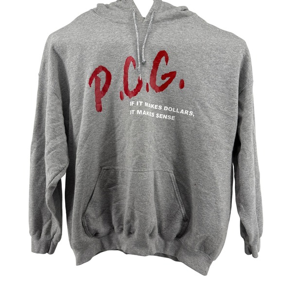 P.C.G. Other - PCG If It Makes Dollars It Makes Sense Graphic Hoodie Mens Gray Sweatshirt 2XL